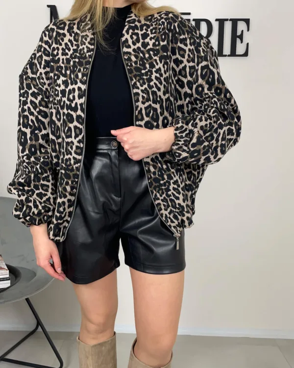 Leopardí oversized bomber na zip - Obrázek 5