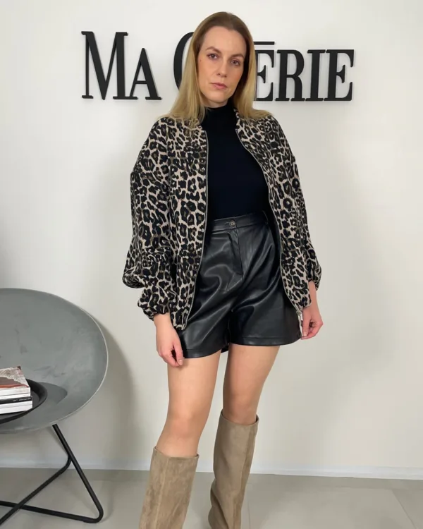 Leopardí oversized bomber na zip - Obrázek 4