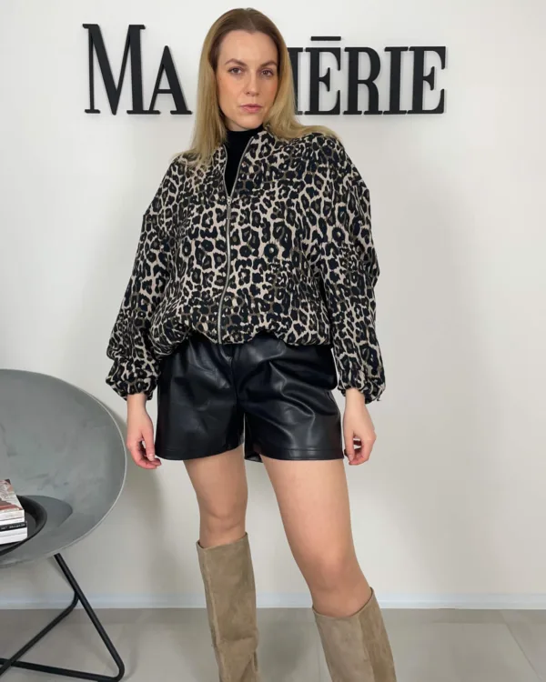 Leopardí oversized bomber na zip Kabáty, bundy, saka, vesty macherie.cz Leopardí oversized bomber na zip