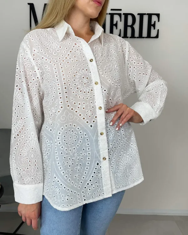 Bílá madeira oversized košile - Obrázek 6