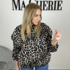 Leopardí oversized bomber na zip - Image 2