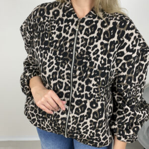 Leopardí oversized bomber na zip - Image 5