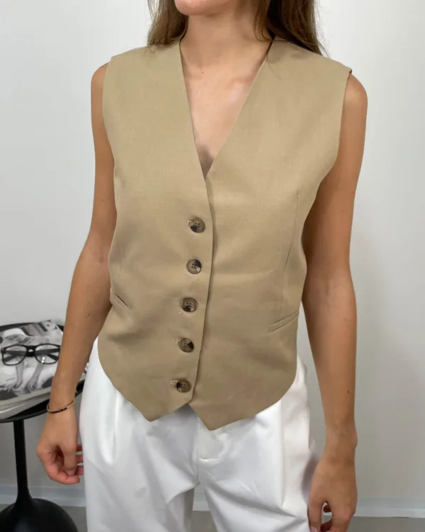 Béžová elegantní saková vesta