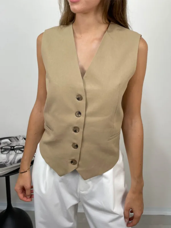 Béžová elegantní saková vesta
