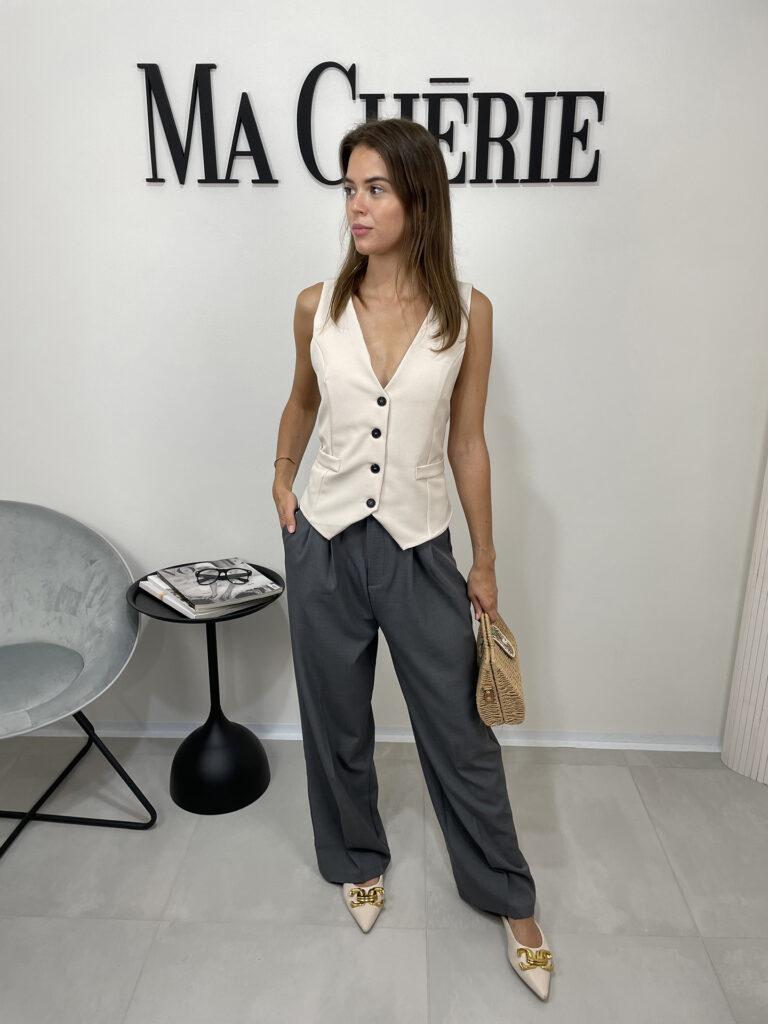 Šedé elegantní kalhoty Kalhoty, džíny, šortky macherie.cz