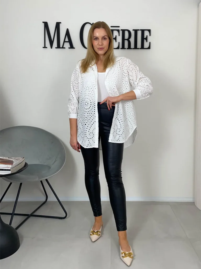 Černé koženkové legíny do pasu Kalhoty, džíny, šortky macherie.cz