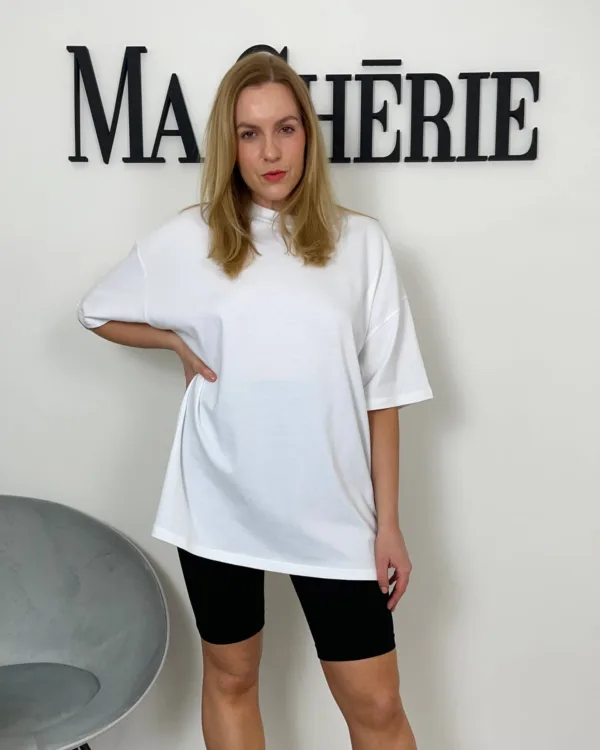 Bílé dlouhé oversized tričko - Obrázek 4