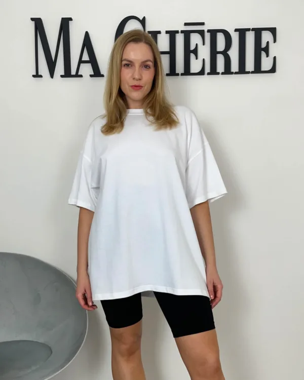 Bílé dlouhé oversized tričko - Obrázek 2