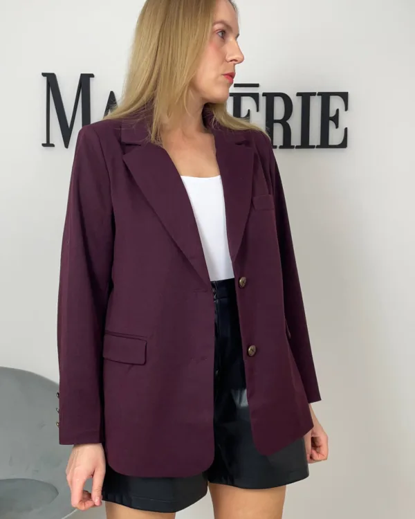 Vínové elegantní sako s podílem vlny - Obrázek 4