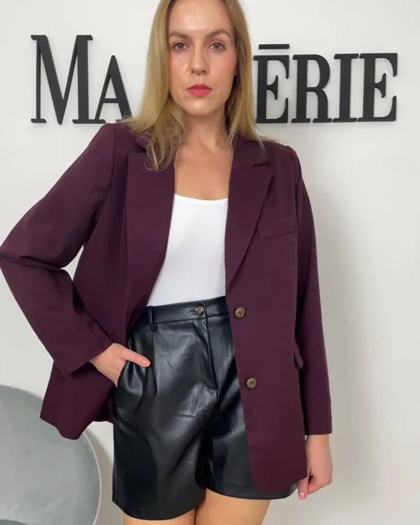 Vínové elegantní sako s podílem vlny