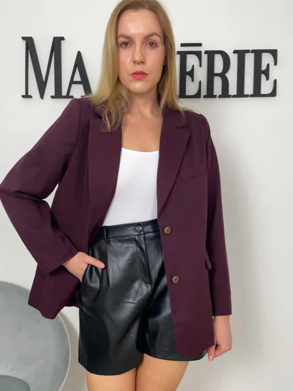 Vínové elegantní sako s podílem vlny
