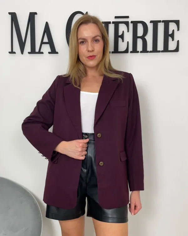 Vínové elegantní sako s podílem vlny - Obrázek 2