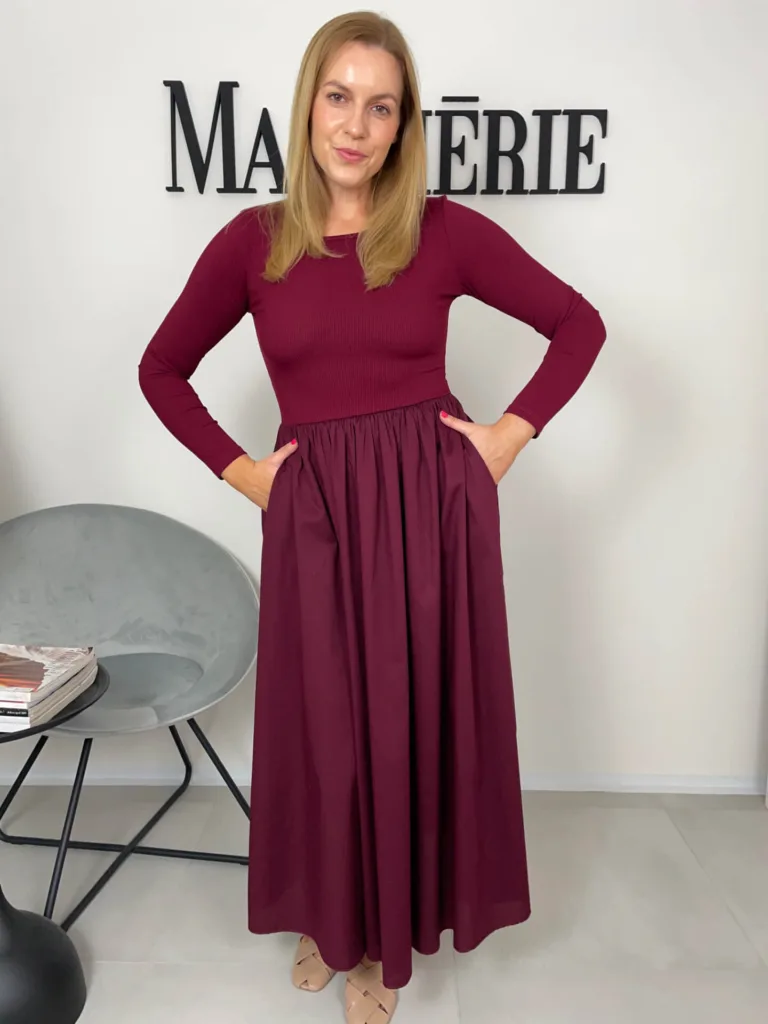 Vínové šaty s dlouhým rukávem Novinky macherie.cz