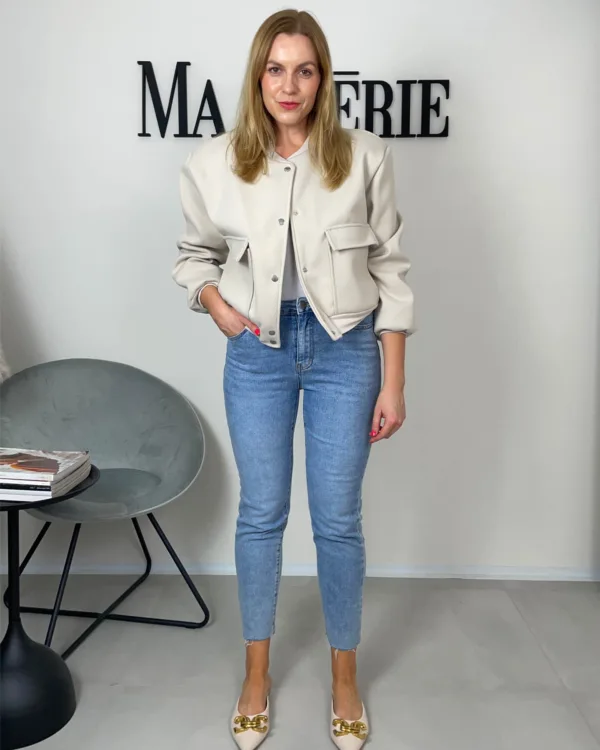 Světle modré mom fit džíny