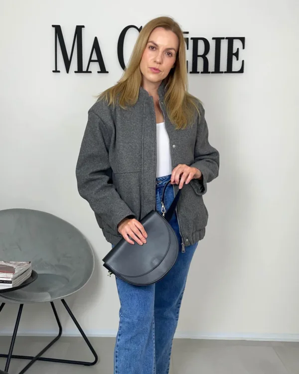 Šedý oversized bomber na zip