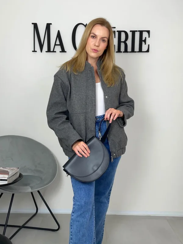 Šedý oversized bomber na zip