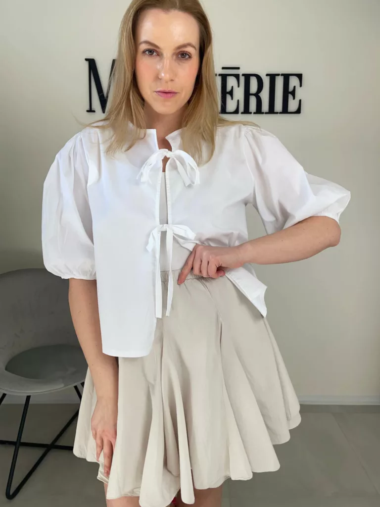 Bavlněná košile na zavazování bílá Košile, halenky macherie.cz