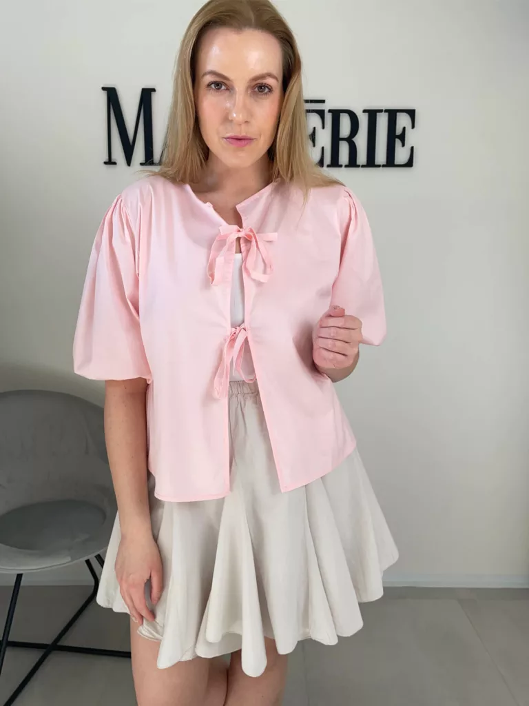 Bavlněná košile na zavazování růžová Košile, halenky macherie.cz