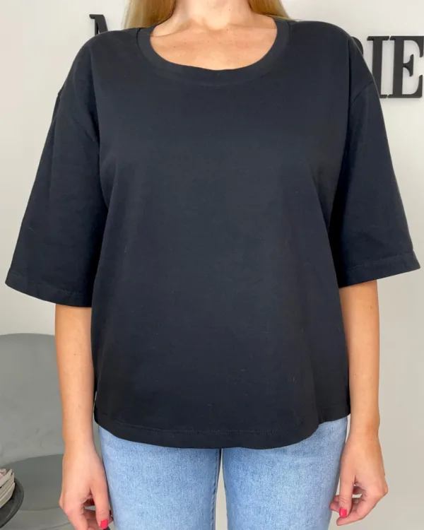Vysokogramážní bavlněné oversized tričko černé - Obrázek 6