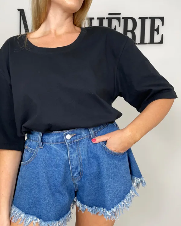 Vysokogramážní bavlněné oversized tričko černé - Obrázek 4
