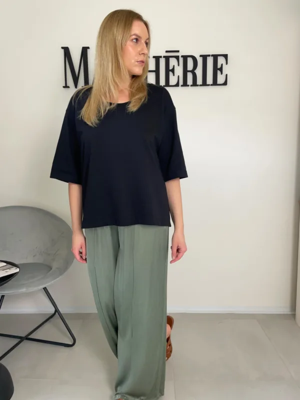 Vysokogramážní bavlněné oversized tričko černé