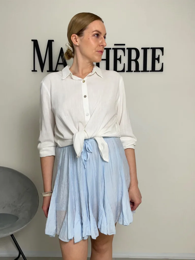 Kolová sukně světle modrá Novinky macherie.cz